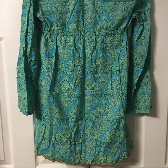 Victorias Secret Green and Gold Trim Paisley Caftan Tunic - Picture 7 of 10